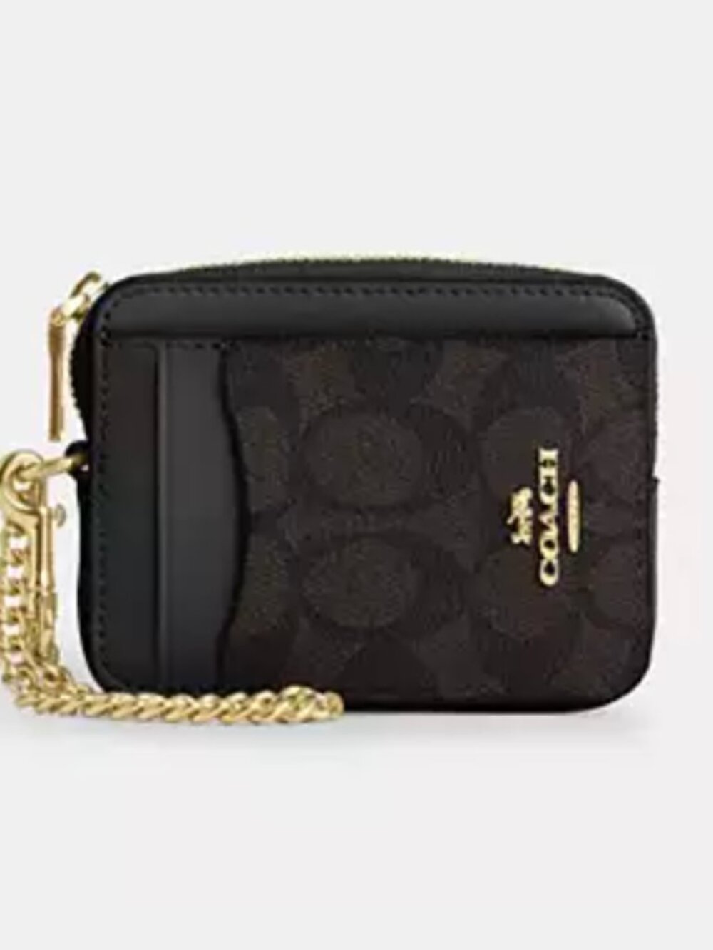 Coach Zip Card Case In Signature Canvas